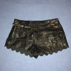Material girl,black faux leather shorts,sz 7